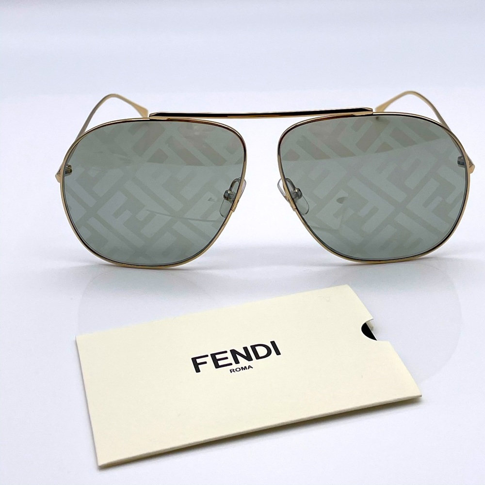 BRAND NWT FENDI FF 0407/G/S GOLD GREEN SUNGLASSES